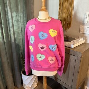Pink Heart Patterned Women's Sweater